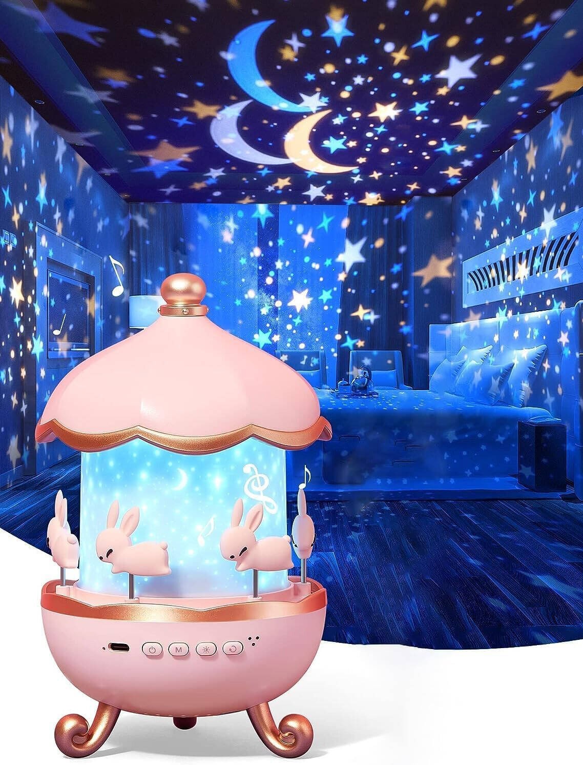 Kids Night Projector Lamp with Music & Bluetooth Speaker -  Magical Starry Sky Experience