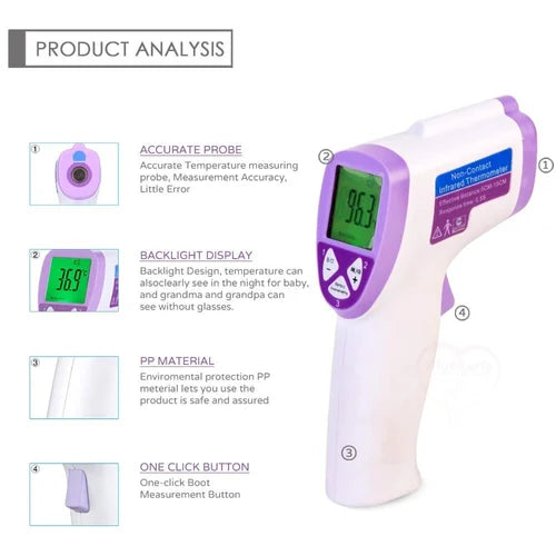 MCP YI-400 Infrared Forehead Thermometer Gun 3 Color Indicator