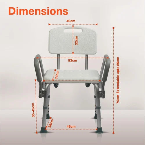 MCP Shower Chair For Seniors With Removable Back And Adjustable Legs