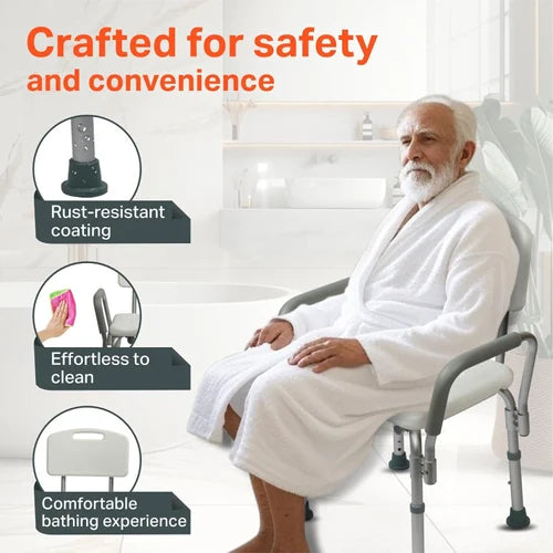 MCP Shower Chair For Seniors With Removable Back And Adjustable Legs