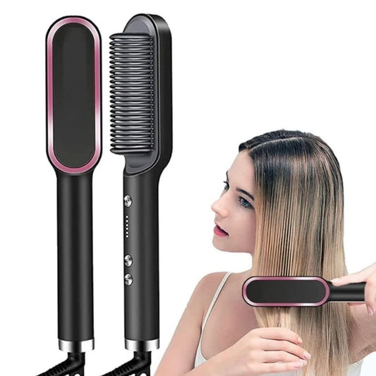 Electric Professional Hair Straightening Brush and Curling Hair 2 in 1 Styling Tool Three-minute styling straight hair comb For Girls/ Women - Quick Heat, Auto Shut Off