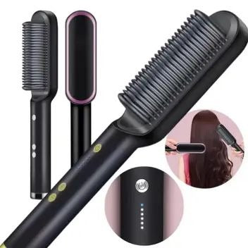 Electric Professional Hair Straightening Brush and Curling Hair 2 in 1 Styling Tool Three-minute styling straight hair comb For Girls/ Women - Quick Heat, Auto Shut Off