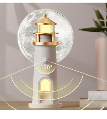 Moon Lamp Projector Night Light, Lighthouse Decor Night Light