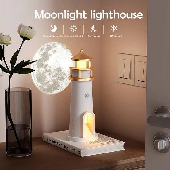 Moon Lamp Projector Night Light, Lighthouse Decor Night Light