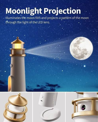 Moon Lamp Projector Night Light, Lighthouse Decor Night Light
